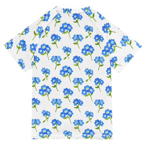 ALAZA Kids Rash Guard Girls Toddler Swim Shirts Short Sleeve Forget-me-not Flowers UPF 50+ 3T2