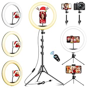 12 Zoll Ringlicht mit Stativ Handy, groß Stativ für Smartphone mit Ringleuchte (Gesamthöhe 177cm), Handystativhalter mit Ring Light Ringlight für Fotografie Tiktok Streaming Beleuchtung
