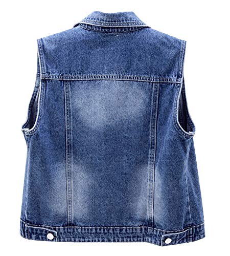 LifeShe Womens Beading Pearls Sleeveless Denim Vest Jean Jacket Coat…2