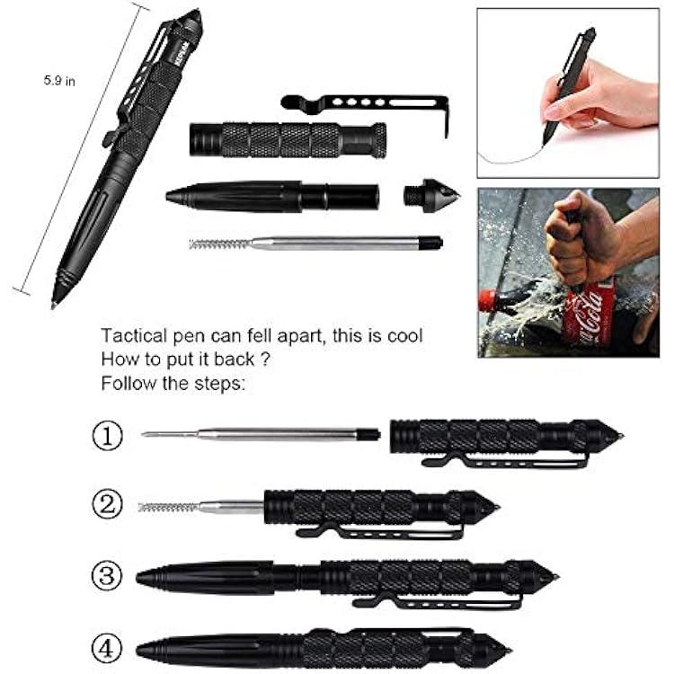 Penna Tattica In Alluminio Aviazione Con Rompivetro, Emergenza Outdoor