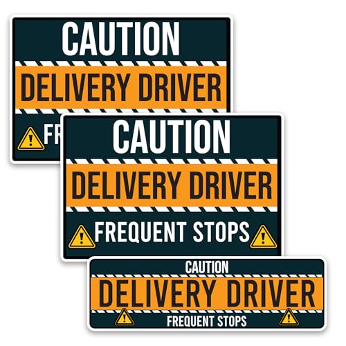 Image of Magnet Me Up Caution Frequent Stops Delivery Driver Automotive Magnet Decal, 3 Pack, Two 8x12 inch and One 3x10 inch, Automotive Magnet for Car, Flex Delivery Driver, Crafted in USA