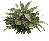 House of Silk Flowers Artificial 19-inch Peacock/Fern/Grass Mixed Bush