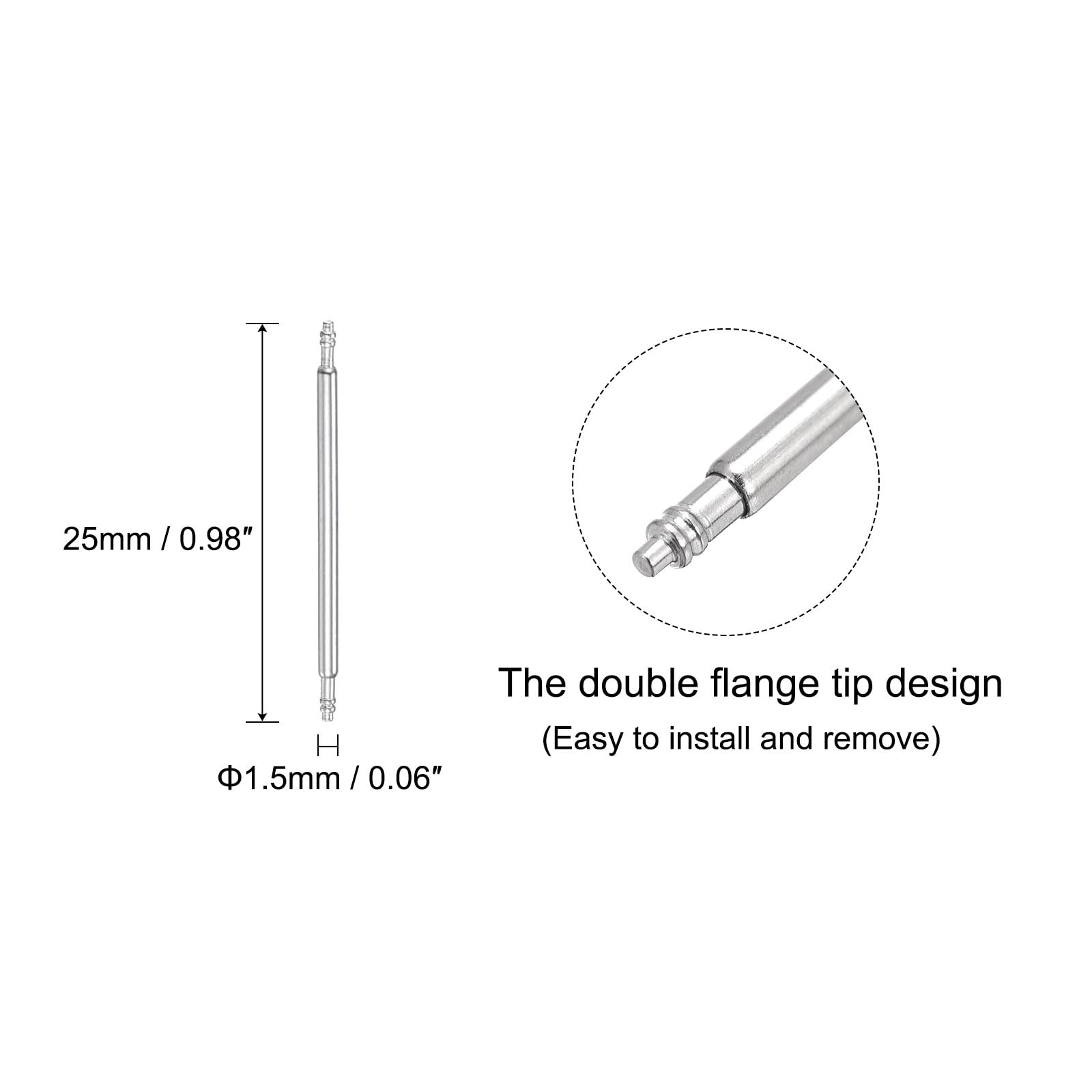 uxcell 25mm Spring Bar Watch Band Pins Replacement with Spring Bar Removal Tool Kit, 1.5mm Dia, 8 PCS
