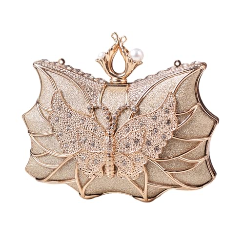Sac à main de soirée strass grand volume et pochette papillon tendance