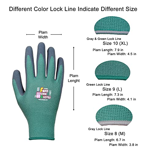 Fwpp Large 6 Pairs Green Safety Work Gloves 15 Gauge Bamboo Fiber Latex Coating Firm Grip, Breathable Soft, Suitable For Gardening, Cleaning, Carpentry, Maintenance, Machining, Warehouse, Handling #TOP4