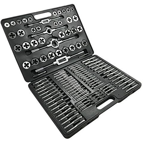 LARS360 110pieces Tap and Die Set Metric Tap and Die Kit Combination for Cutting External and Internal Thread M2-M18 Cover