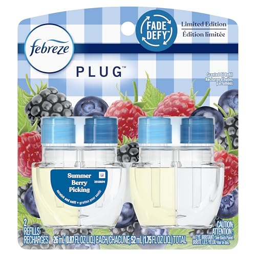 Febreze Plug In Air Freshener, Odor-Fighting Scented Oil Refill, Summer Berry Picking, 2 Refill - image 9