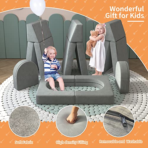 Wanan Kids Couch 12Pcs, Nugget Couch With Modular Kids Couch For Playroom Bedroom, 12 In 1 Multifunctional Toddler Couch For Playing, Creativing, Sleeping, Indoor Kids Sofa (Grey) #TOP5