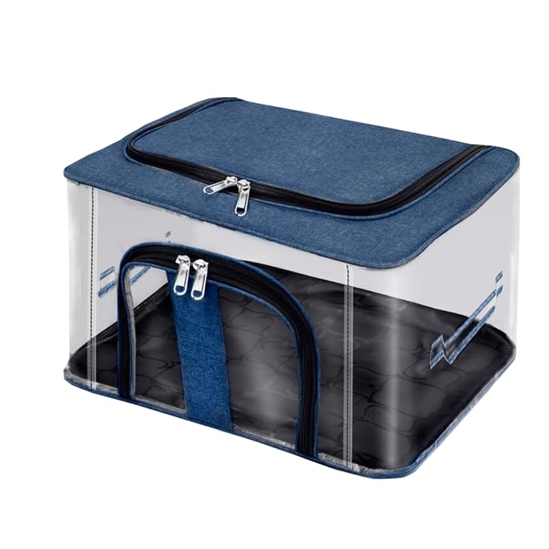 Image of Shibui Storage Bags With Cover And Double Zipper Closure For Clothing Protector Wardrobe Organiser.Navy(pack of 1)