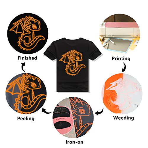 Image of HTVVETUR Glow in The Dark HTV Heat Transfer Vinyl Roll 12 Inch by 5 Feet Iron on DIY for T-Shirt PU Stretch Elastic HTV Vinyl (Dark in Glow Orange, 5FT)