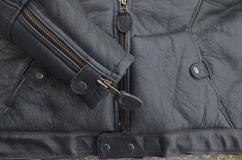 Mens German Luftwaffe KANALJACKE Black Bomber Real Shearling Sheepskin Leather Aviator Flight Jacket3