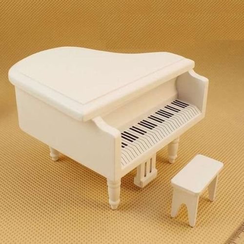 EatingBiting Dollhouse Miniature Doll Piano with Chair ,1:12 Dollhouse Miniature Furniture White Piano with Chair Dollhouse Miniature 1:12 Scale Fairy Doll Home Scene , Elegant Vivid