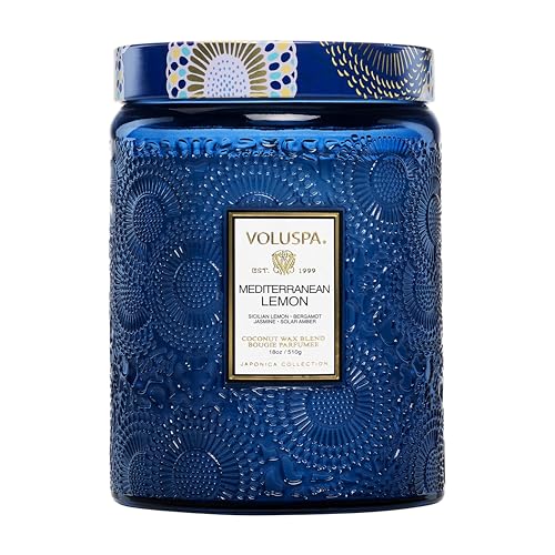 Voluspa Mediterranean Lemon Large Scented Candle Jar 18 Oz 100 Hr Burn