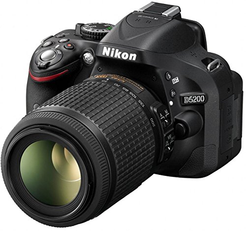 Nikon D5200 - Cámara réflex digital de 24.1 Mp (pantalla 3', estabilizador, vídeo Full HD), color negro - kit con objetivos AF-S DX 18-55 mm VR y 55-200 mm