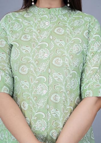 Image of Women Printed Collar Neck Half Sleeve Regular Fit Formal Kurti for Women's