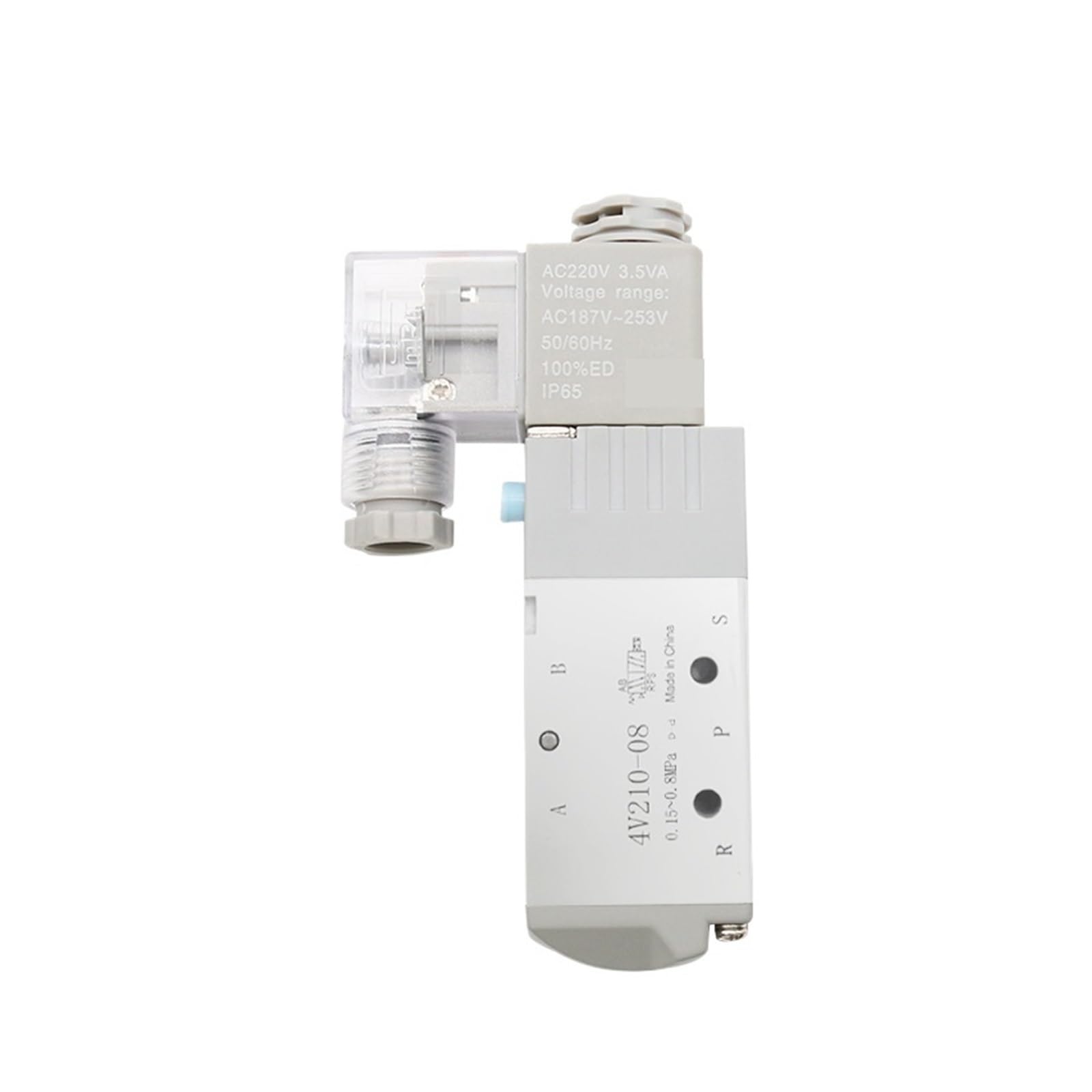 Elektryczny pneumatyczny zawór elektromagnetyczny 4V210-08 Magnetyczny zawór powietrzny z 5-pozycyjną i 2-pozycyjną regulacją pozycji 12V 24V 220V 4mm-12mm Złączki do węży(4V210-08, AC110)