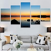 SIGNWIN 5 Panel Canvas Wall Art Landscape Ocean for Home Decorations Ready to Hang - 60