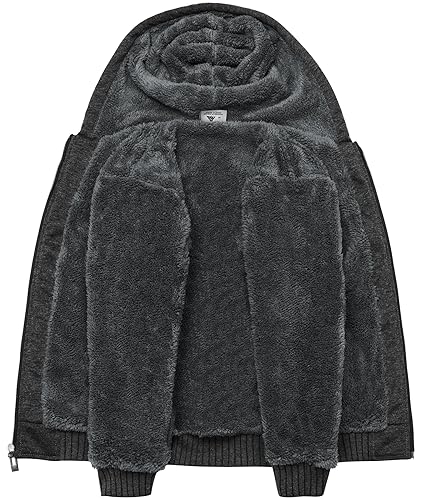 Image of ZITY Boys Zip Up Hoodie Fleece Jacket Kids Sherpa Lined Sweatshirts Outerwear Unisex Warm Winter Coat 6-15 Years Old