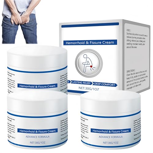 Crema para fisuras y hemorroides: ayuda a aliviar las molestias y la picazón de las hemorroides. Fórmula suave para un alivio suave con la piel. Alivio rápido. (3 Piezas)