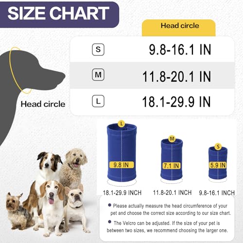 Image of Meifsou Dog Calming Head Wrap, No Shake Quiet Ears for Dogs Anxiety Relief, Original Ear Covers Pet Calming Hoodie for Thunder, Lightning, Fireworks, Vet Visits, High Stretch Ribbed Fabric, Blue S