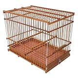 Hohopeti Jaula de Bambú Rectangular Portátil con Bandeja Extraíble y Gancho para Colgar Ligera y Espaciosa para Periquitos Jilgueros y Canarios para Exterior y Viajes