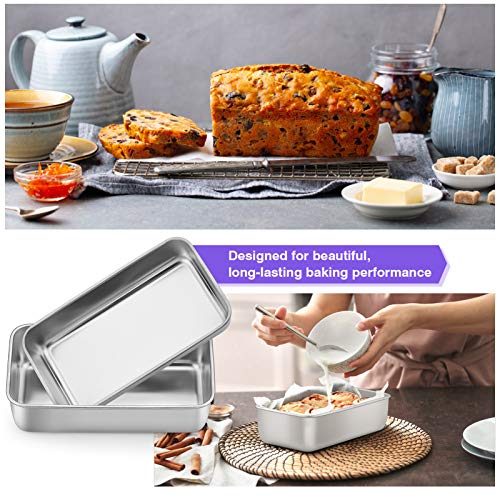 Homikit Loaf Tin Set of 2, Stainless Steel Cake Tins Bread Moulds for Baking, Rectangular Oven Baking Pan Bakeware Set - Meatloaf, Toast Bread, Pie, Lasagna, Healthy & Non-Toxic & Sturdy - Image 6