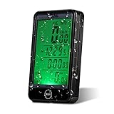Bike computer, Waterproof Backlit Cycling Computer Speedometer Odometer Touch LCD Computer with Big Screen Back-light (Black)