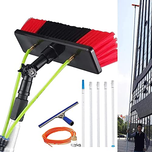 Barra de limpieza de ventanas con cepillo telescópico y escobilla de goma para limpieza de paneles solares y fotovoltaica