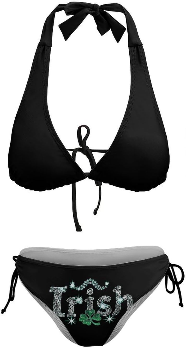Diamon Irish Clover Novelty Women's 2 Piece String Bikini Set Swimsuits Bathing Suit Swimwear