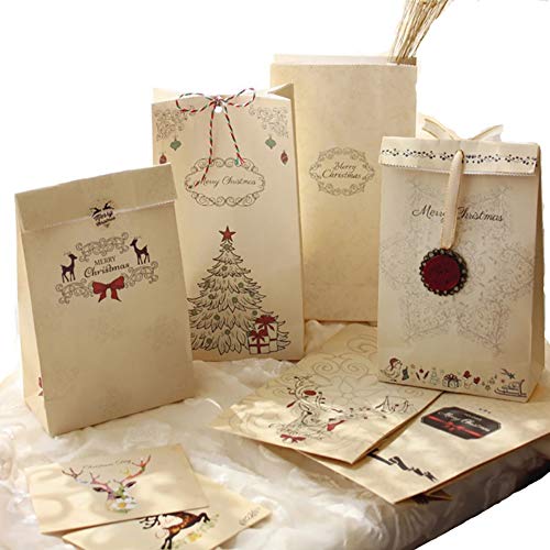 AUPET Christmas Gift Bags, Christmas Party Supplies, Paper Favor Bags, Recyclable Goody Bags.School Classrooms Party Favors Decoration, Holiday Present Wrap DÃ©cor (8)