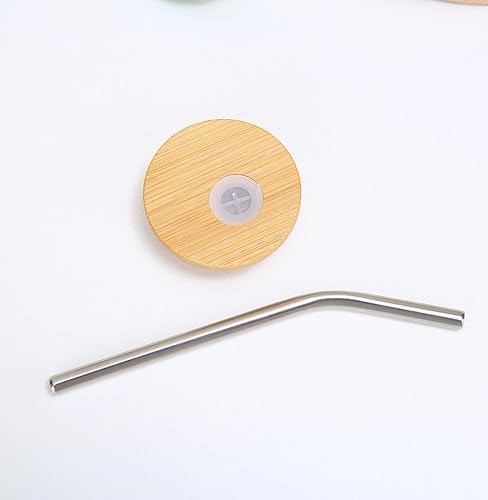 Miniatura 3 de Lsqoop Juego de 6 mini vasos para beber, vaso pequeño de 3.5 onzas con cepillos para popote y tapas de bambú, lindo mini vaso de café, idea de