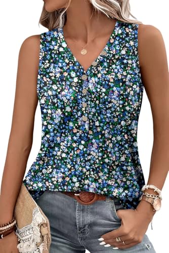 KISSMODA Womens Boho Tops for Summer Sleeveless Tanks Loose Fit Casual Blouse Daily Shirts for Leggings (S-3XL)