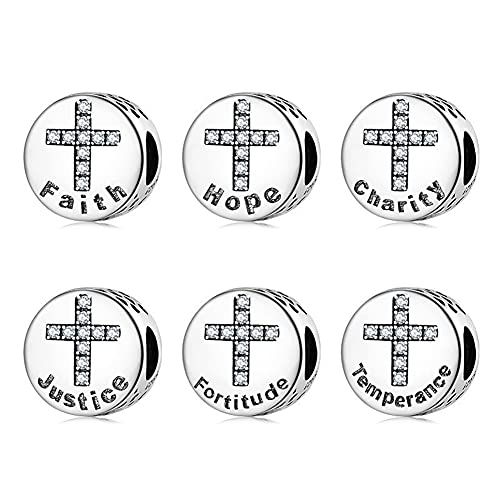 Image of Cross Charm 925 Sterling Silver Symbol of Faith Beads Fits Pandora Bracelet (Cross - Faith Charm)