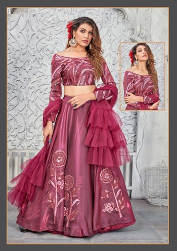 Lehenga 9727 d'exception en tissu indien brodé de paillettes - 2