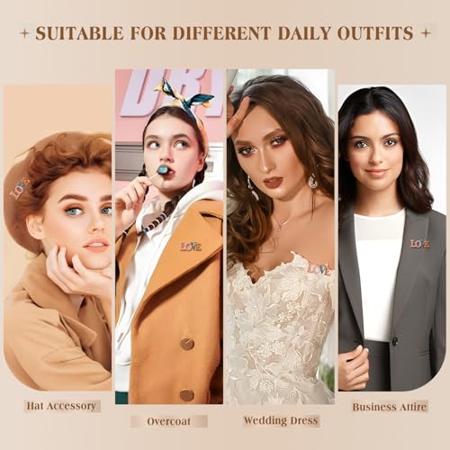 Image of Yadiana LOVE Heart Rhinestone Brooch Pin for Women Girls Fashion, Crystal Love Heart Brooches Lapel Pins Dainty Gold Brooch Stylish Clothes Accessories Valentines Christmas Jewelry Gift for Her