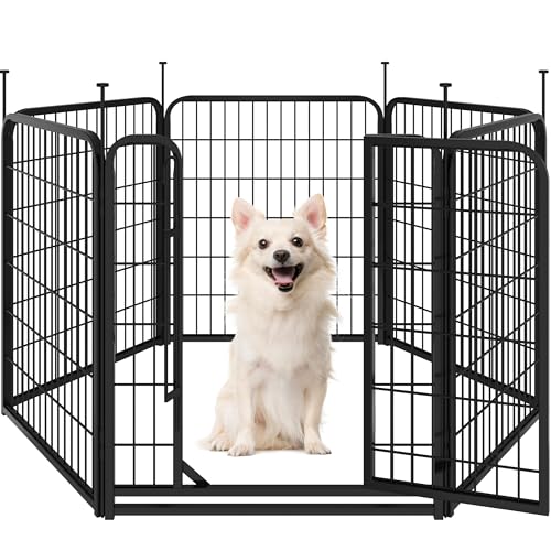 Yaheetech Welpenlaufstall 6-teilig 80cm, Hundeauslauf Einteilige Verriegelung, Verbindungsstangen mit rundem Kopf, Faltbare Freilaufgehege für Hunde Wohnung und Garten, Aufbau werkzeugfrei