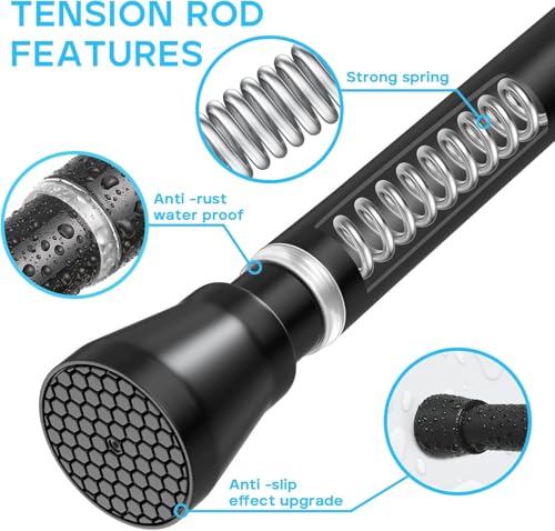 Image of 2 Pack Black Shower Curtain Rod 45 to 77 Inch