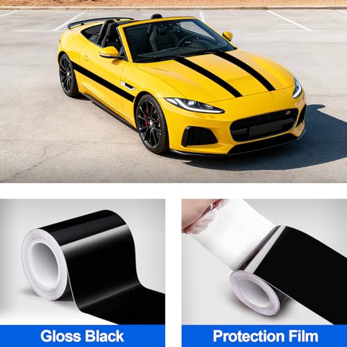 Image of Spurtar Gloss Black Vinyl Wrap 3 Inch x 20ft Air-Release Adhesive Car Vinyl Tape Chrome Delete Wrap Roll DIY Car Exterior Decoration Door Edge Guard Vehicle Detailing Paper 7.5 CM x 6M