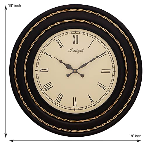 Image of INTRIGUE Vintage Heavy Embossed Brass Wall Clock for Home | Office | Hall | (18 in. Roman Dial)
