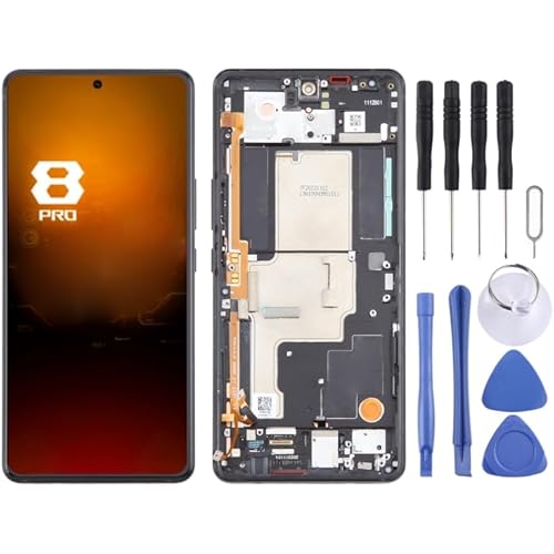 Cell Phone Replacement for ASUS ROG Phone 8 Pro 5G AI2401 AMOLED LCD Screen Digitizer Full Assembly with Frame (Black) Spare Parts