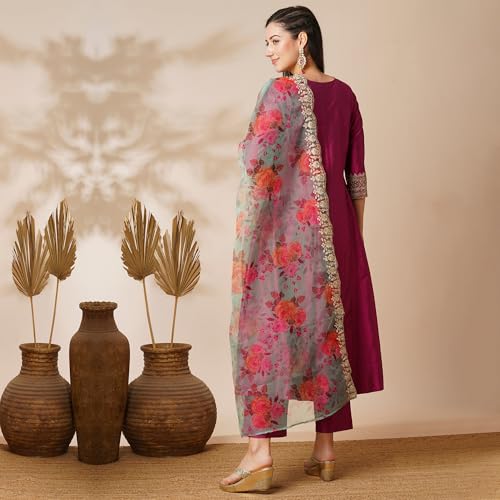 Image of Globus Women Kurta Set (GS568428 Yellow S)