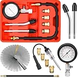 HATANSE Kompressionstester Kompressionsprüfer Kompressionsmesser mit Fühlerlehre und 4 Adapter M10 M12 M14 M18 Messen 0-20 bar oder 0-300 psi für Auto Motorrad LKW Benzinmotor