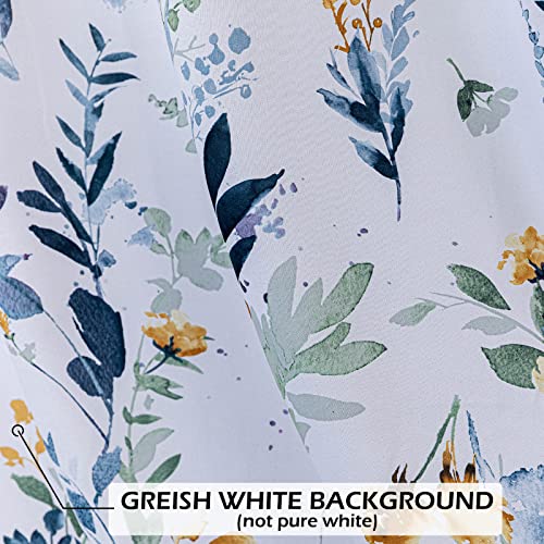 Mysky Home Floral Blackout Curtains 63 Inch Long Living Room Bedroom Curtains Thermal Insulated Curtains Room Darkening Curtains Printed Flower Leaf Window Treatments, 2 Panels, Yellow And Blue #TOP2