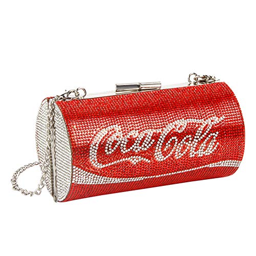 Mogor Rhinestone Crystal Sparkly Clutch Bling Glitter Purse Crossbody Shoulder Evening Handbags with Red Letter for Women