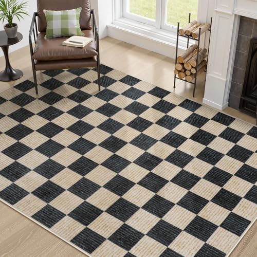 Tapete decorativo rectangular 5x7 ft, geométrico y antideslizante miniatura 5