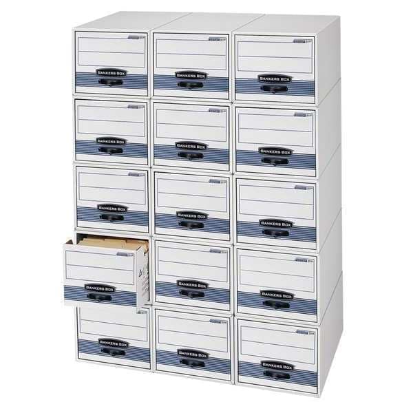 Bankers Box 00311 Stor/drawer Steel Plus Storage Box, Letter, White/blue, 6/carton