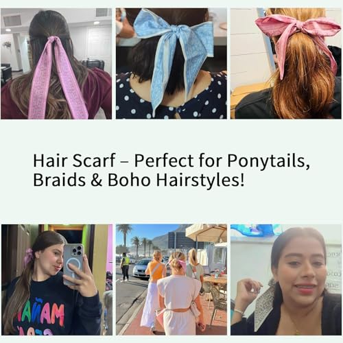 4Pcs Hair Scarf for Women, Fashion Boho Headband Scarf Accessory, 35" x 2.36" Neck Scarf, Soft Lightweight Gift Ready4