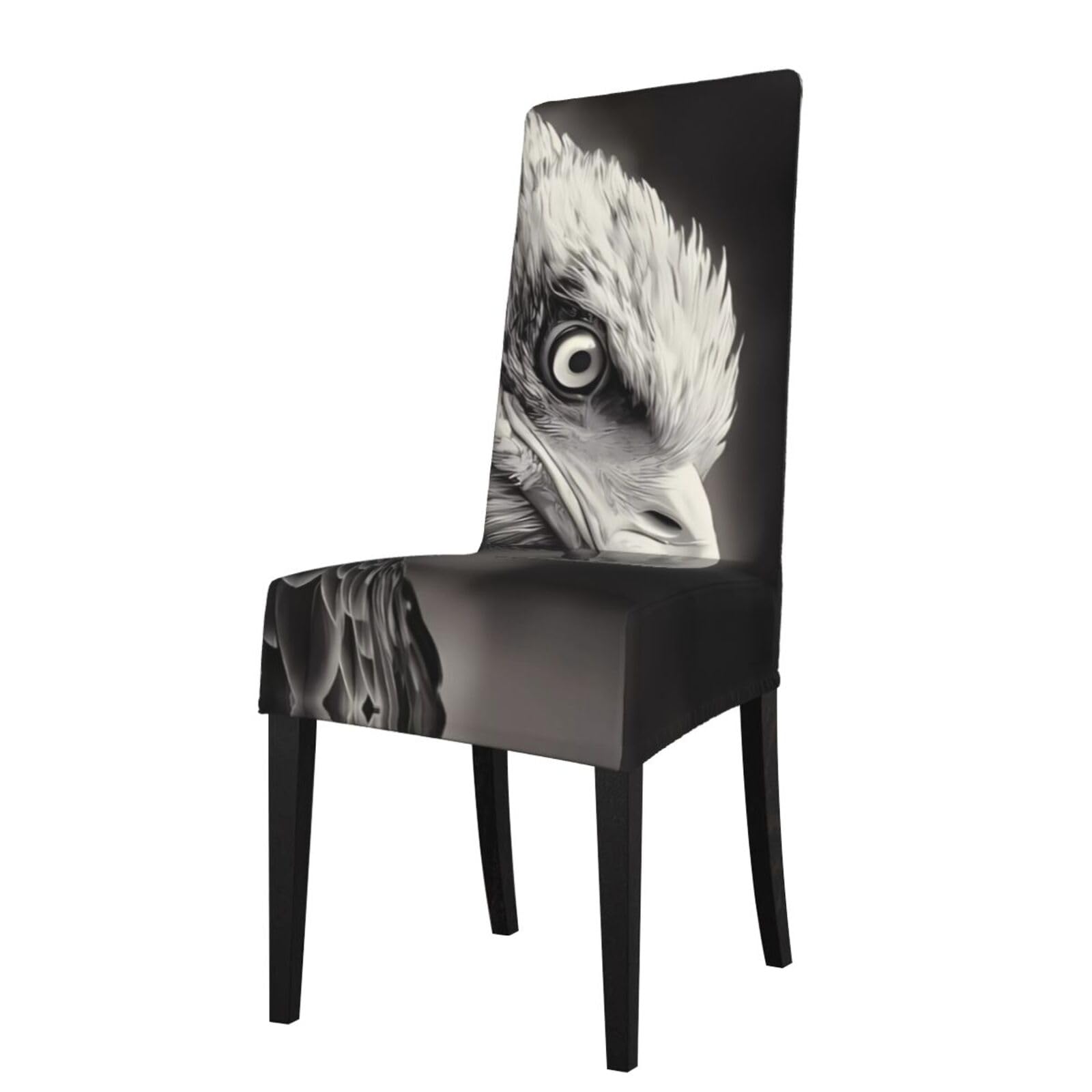 HJFCZH Eagle black and white Prints Dining Chair Throw Covers – Stretchable Polyester-Spandex Fabric for Elegant Home & Event Decor - Universal Fit & Easy Care