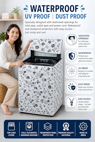 Image of Amazor Waterproof Top Load Washing Machine Cover Compatible for (Lg / Samsung 5.5kg , 6 kg , 6.5kg), Fabric
