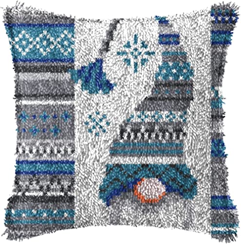Image of clubevy DIY Latch Hook Kits Pillow Case Embroidery Carpet Set Needlework Pillow Cover Sofa Cushion Cover Craft Kits 17x17 inch (4156Christmas)